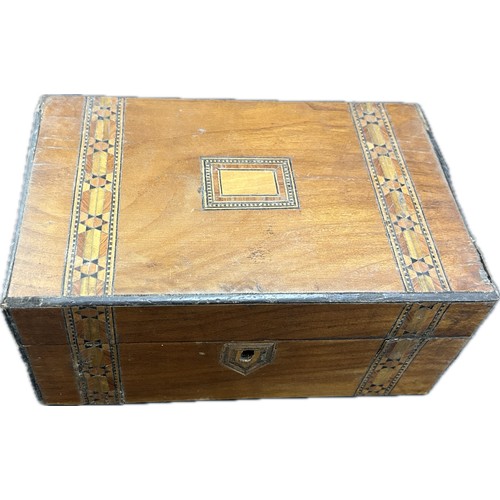 Victorian wooden box featuring geometric marquetry and Tunbridge ware ...