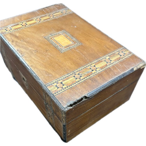 Victorian wooden box featuring geometric marquetry and Tunbridge ware ...