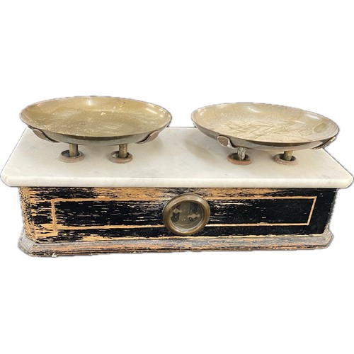Antique french marble and blackened wood balance scales with both ...