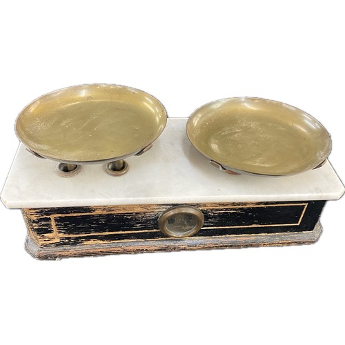 Antique french marble and blackened wood balance scales with both ...