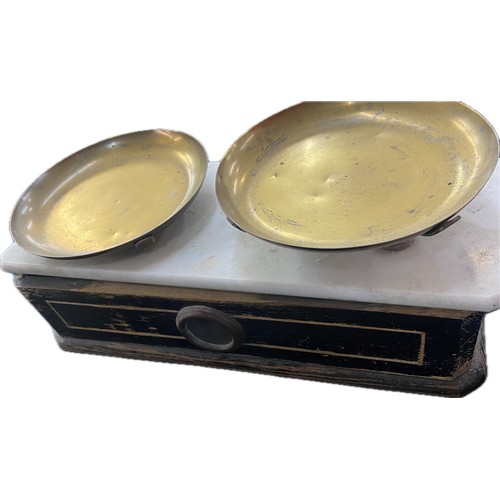 Antique french marble and blackened wood balance scales with both ...