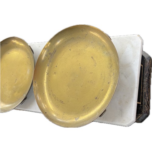 Antique french marble and blackened wood balance scales with both ...