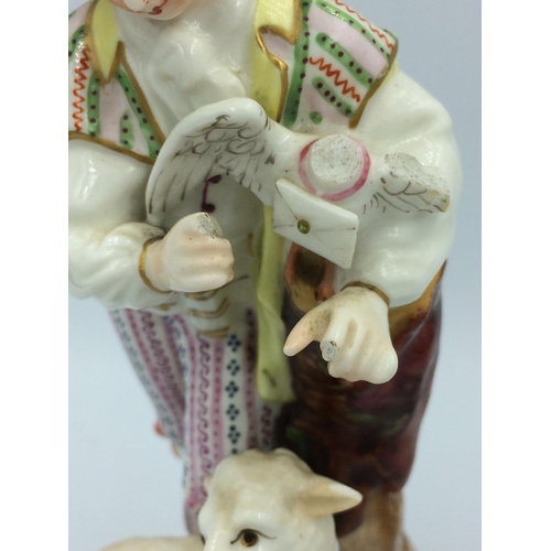 201 - C19th Porcelain figure of a milkmaid Meissen cross swords mark to base 15cm H