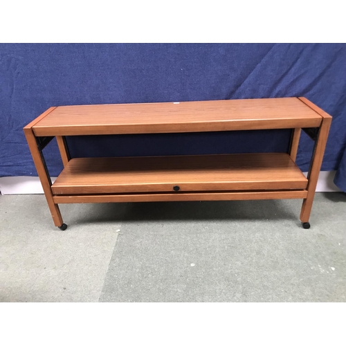 678 - Quality Swedish hardwood trolley on castors which metamorphoses into a table 165 x 76 cm & 2 Seater ... 