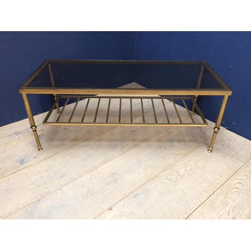 668 - Contemporary glass & brass coffee table