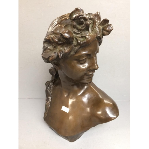 164 - Cast bronze bust of a lady 50cm