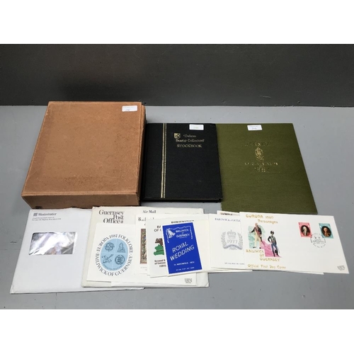 246 - Stamp collection (album, stock book, loose) including Jersey & Guernsey first day covers & mint stam... 