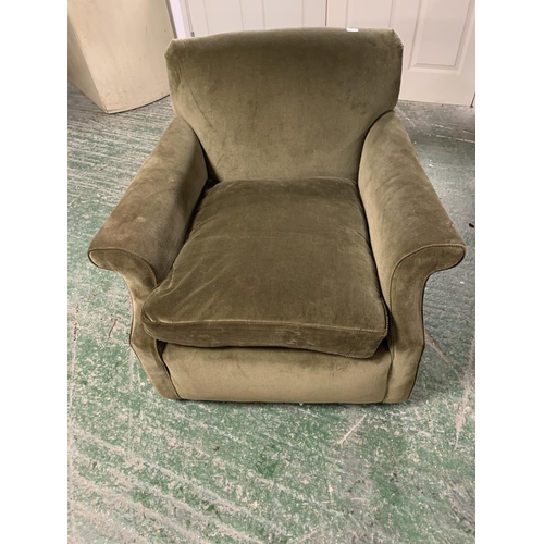 660 - Green upholstered cord chair