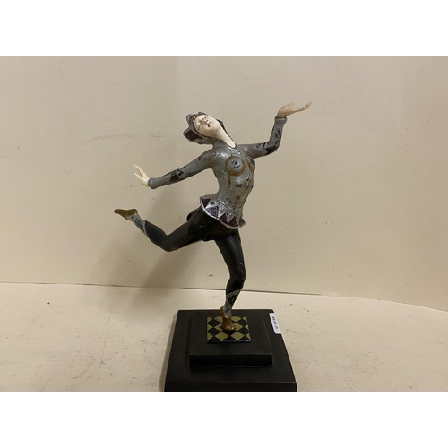 100 - Art Deco bronze and ivorine dancer, 22cmH, Condition - ok, some minor old wear  to paint work