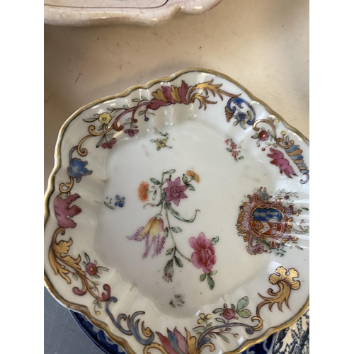 107 - Quantity of china to include Wedgwood, famille rose cups and tea bowls Crown Derby, Imari etc Condit... 