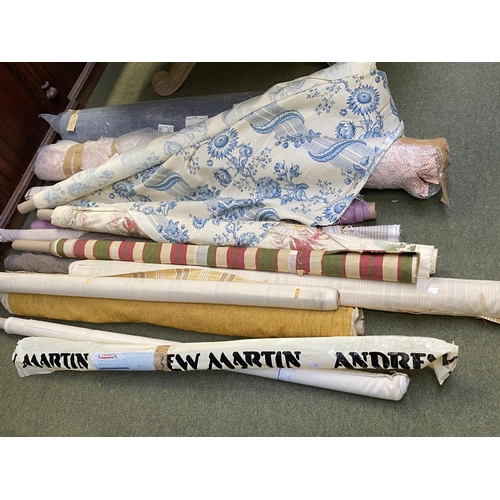 72 - Rolls of surplus fabric, to include Colefax, Andrew Martin, approx 15 rolls.