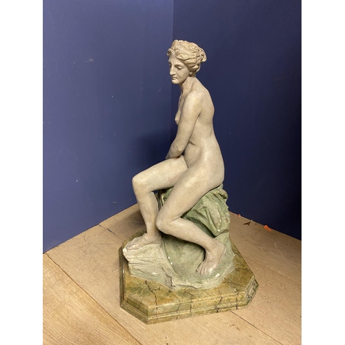 77 - Plaster figure of a classical seated lady, 78cmH, condition - chips see images