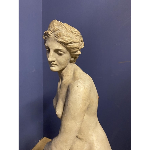 77 - Plaster figure of a classical seated lady, 78cmH, condition - chips see images