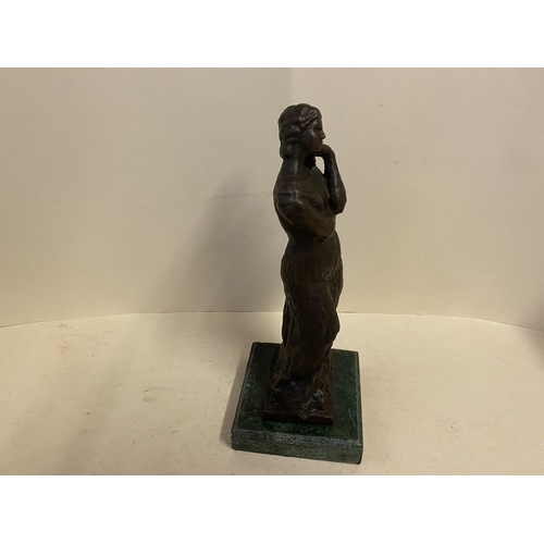 92 - Abstract Bronze figure of a nude lady on stand, 35cmH