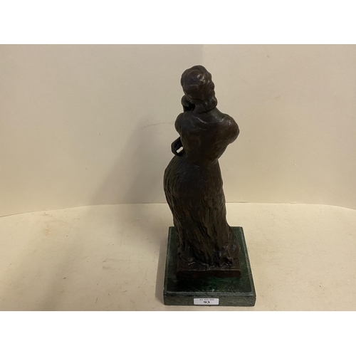 92 - Abstract Bronze figure of a nude lady on stand, 35cmH