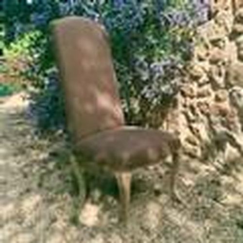 729 - A set of 10 good quality upholstered, studded dining chairs, good condition