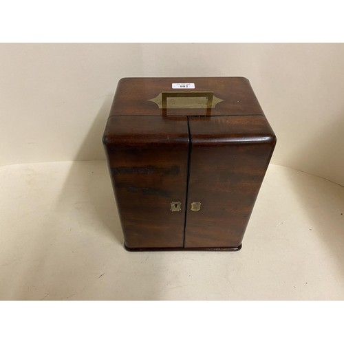 102 - C19th mahogany fitted apothecary's cabinet and contents, Condition - some general wear