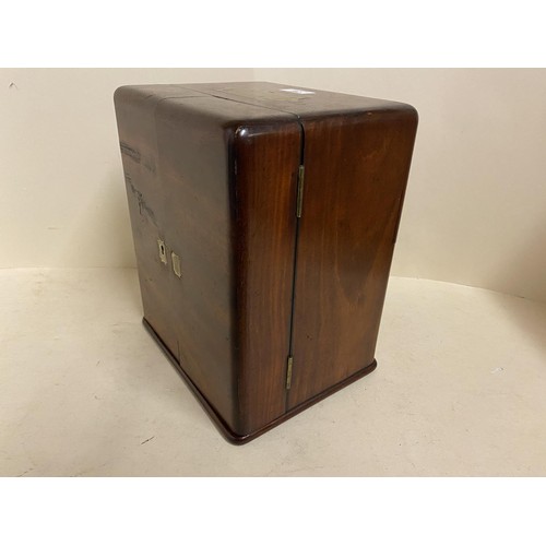 102 - C19th mahogany fitted apothecary's cabinet and contents, Condition - some general wear