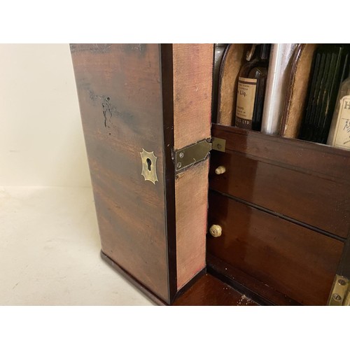 102 - C19th mahogany fitted apothecary's cabinet and contents, Condition - some general wear