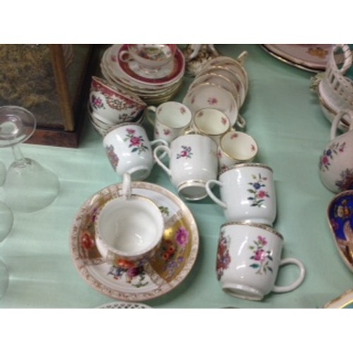 107 - Quantity of china to include Wedgwood, famille rose cups and tea bowls Crown Derby, Imari etc Condit... 