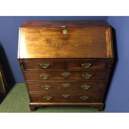 753 - George III mahogany bureau, 100cm W