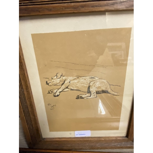 111 - Four early C20th framed Cecil Aldin dog book plates