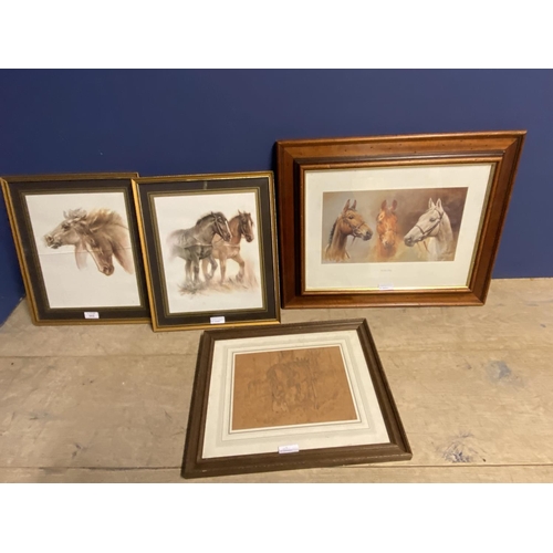 112 - Four framed and glazed horse pictures