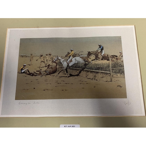 135 - Collection of mounted horse racing and hunting of Snaffles prints, bookplates,  unframed