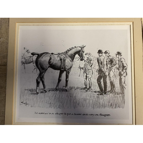 135 - Collection of mounted horse racing and hunting of Snaffles prints, bookplates,  unframed