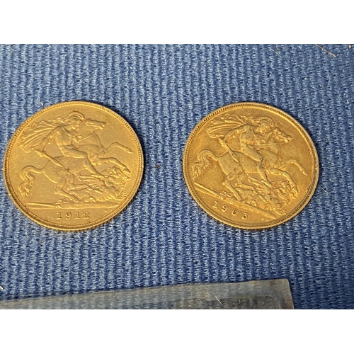 204 - Small quantity English coinage and 3 small yellow metal rings