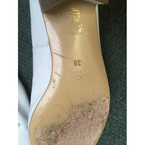 227 - Ladies shoes: Pair of coral coloured suede Tods shoes (with little wear), Pair of Gina gold coloured... 