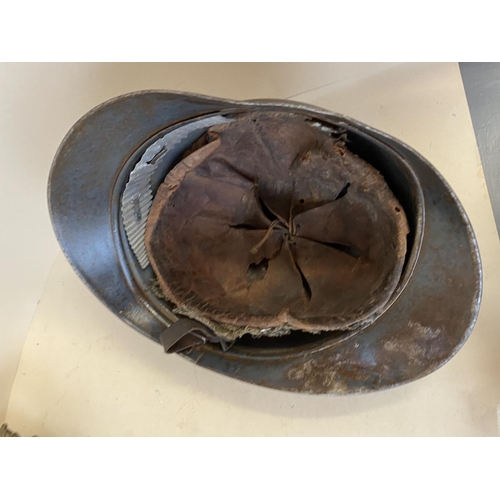 255 - WW1 French military helmet (condition, dented etc see images)