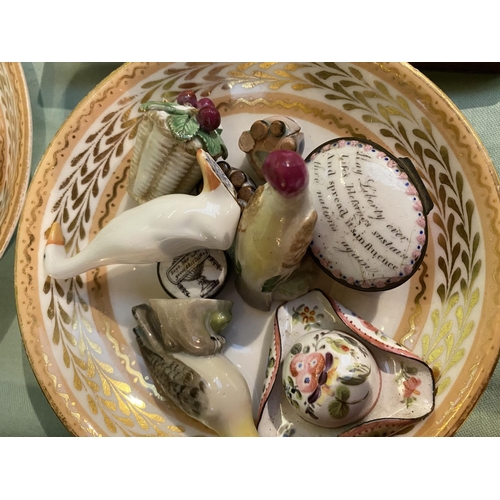 282 - Interesting mixed lot of vintage gloves, collectables, china, including a fitted ladies necessaire. ... 