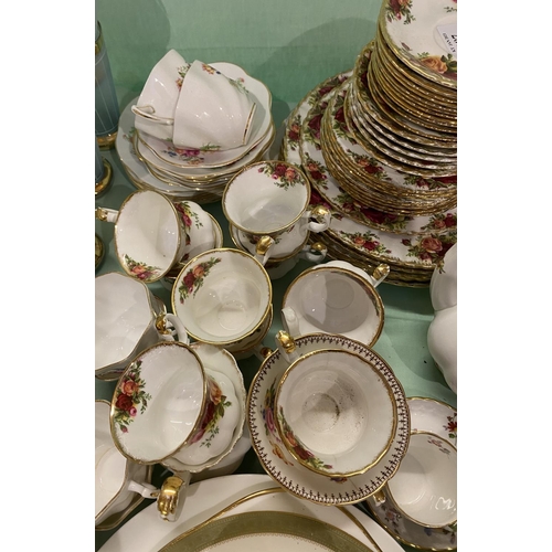 287 - Royal Albert bone china Old Country Roses, approx. 40 +pieces, some cracks; and a Clare Bone China p... 