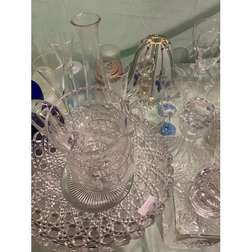 288 - Large quantity of glass ware including quantity of cut glass, plain glass, decanters, ruby jug, larg... 