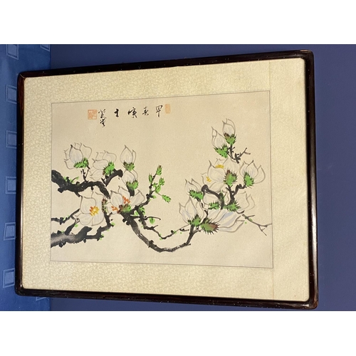 33 - An old Korean painting of a plum tree in blossom, in early Spring with Chinese calligraphy, with att... 