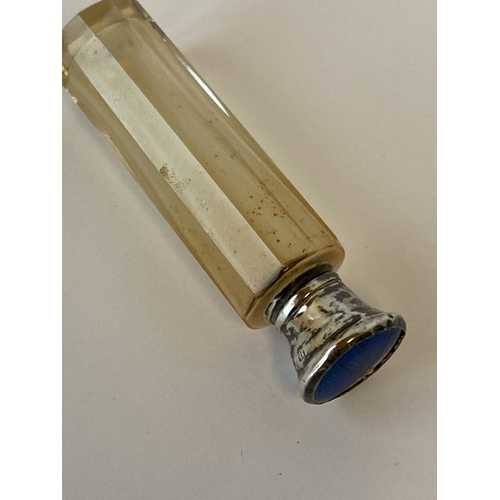 332 - Hallmarked silver lidded cranberry scent bottle, and 2 others, and a Victorian  Metropolitan police ... 