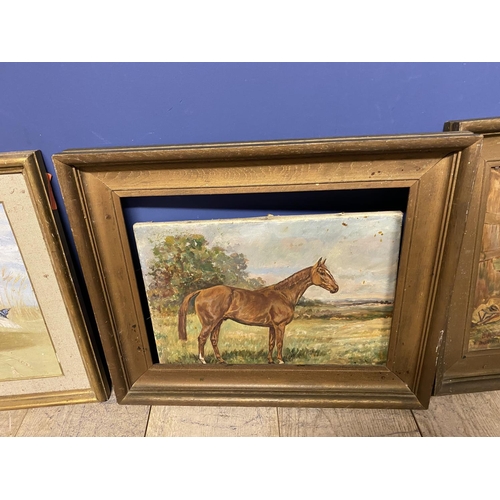 35 - Pair of oil on canvas, Hunter in Stable, Hunter at Grass, signed W Wasdell Trickett 1923 & 1929 (con... 