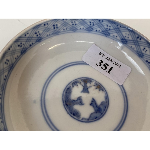 351 - Japanese small circular Imari shallow dish, 11cm D (condition good)