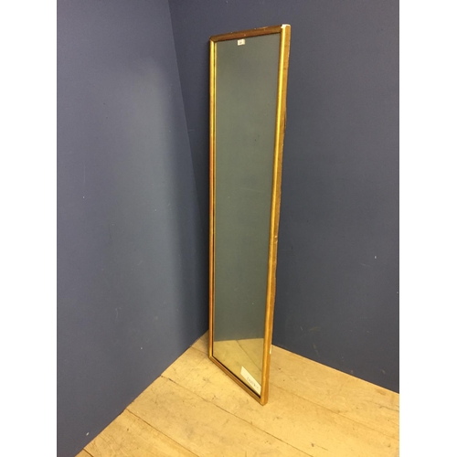 414 - Tall gilt framed wall mirror, 165 cm H x 45cmW overall and black office type chair (wear to back)