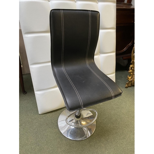 414 - Tall gilt framed wall mirror, 165 cm H x 45cmW overall and black office type chair (wear to back)