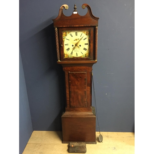 430 - Victorian mahogany short Long Case Clock, with 2 lead weights, painted on dial Thatcher Wantage, 180... 