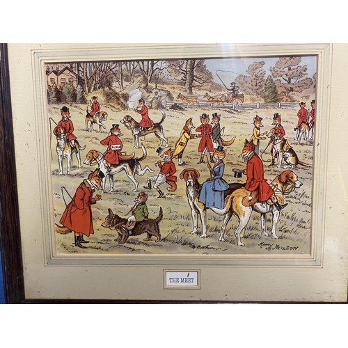 60 - Pair of framed and glazed coloured hunting prints, one after John Leech, the other After Herring - b... 