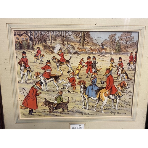 60 - Pair of framed and glazed coloured hunting prints, one after John Leech, the other After Herring - b... 