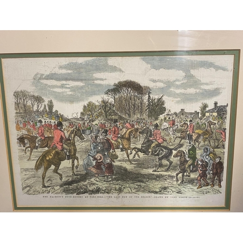 60 - Pair of framed and glazed coloured hunting prints, one after John Leech, the other After Herring - b... 