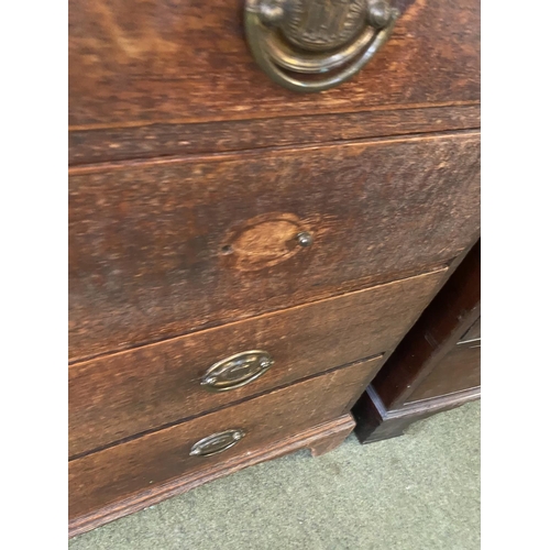 633 - George III oak chest of 2 short and 3 long graduated drawers, 99cm L 89cmH (general wear, some handl... 