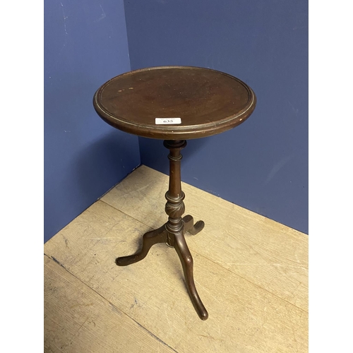 635 - Two small mahogany pedestal wine tables, some old repairs