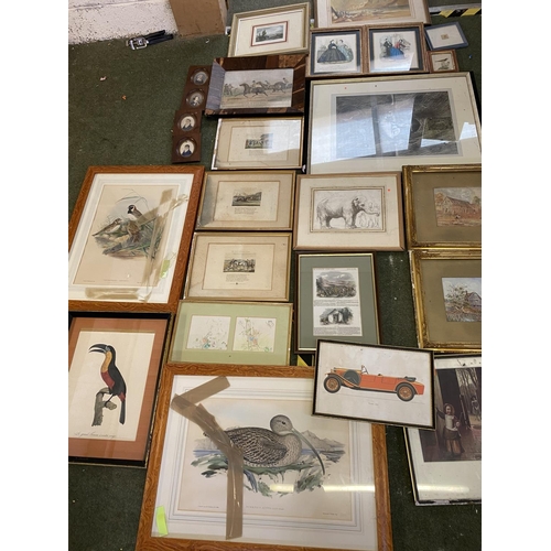 65 - Approximately 25 sundry framed and glazed pictures, all with considerable wear