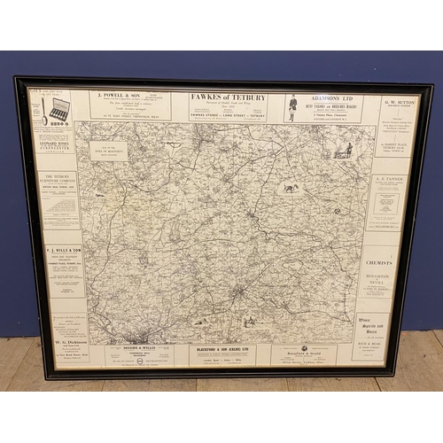 66 - Three maps: 1950s framed and glazed black and white map of The Duke of Beaufort Hunt Country and a O... 