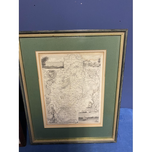 66 - Three maps: 1950s framed and glazed black and white map of The Duke of Beaufort Hunt Country and a O... 